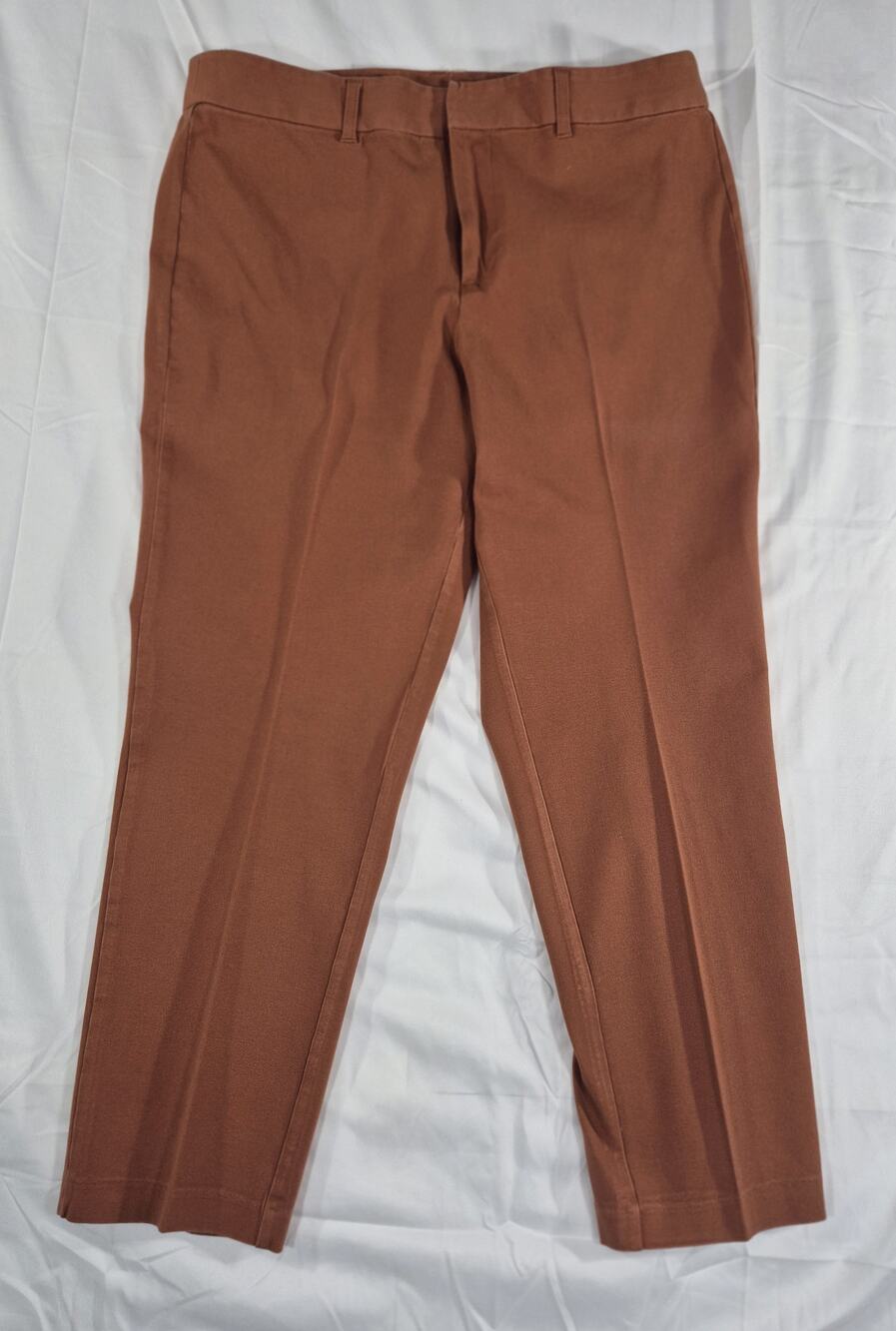 dip Womens Terracotta Brown Pants Size 12 Straight Leg Trousers Stretch - Picture 1 of 4